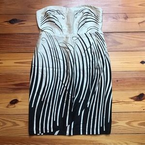 Anthropologie Moulinette Soeurs Cream Black Strapless Formal Dress, EUC, 12